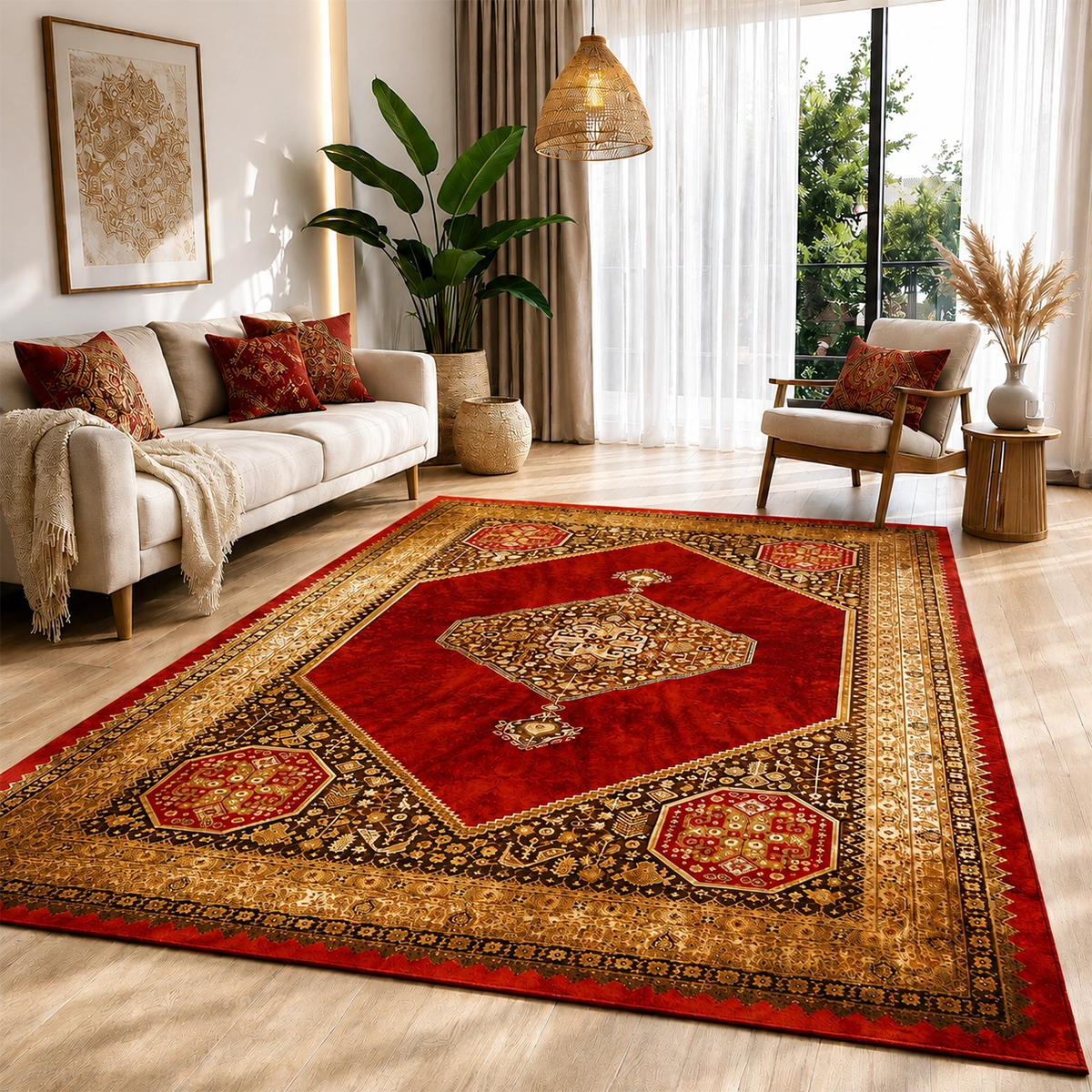 فرش ماشینی طرح بیجار کف کد ۰135، ۱0۰۰ شانه تراکم 1200