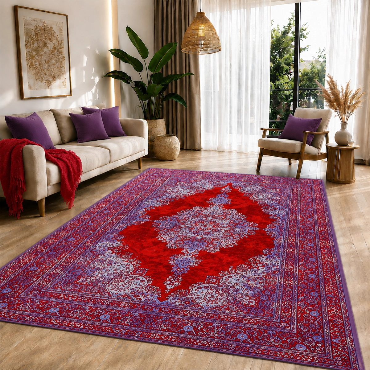 فرش ماشینی طرح وینتیج کد ۰136، ۱0۰۰ شانه تراکم 1200