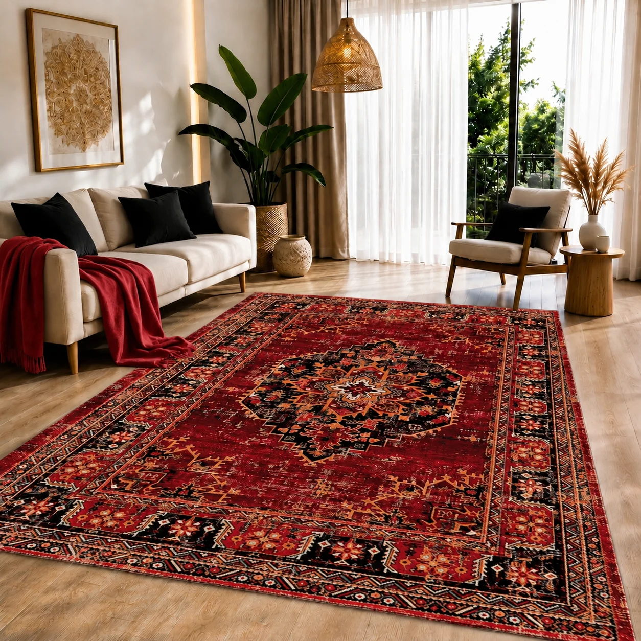 فرش ماشینی طرح حاج خانومی کد 0222، ۱0۰۰ شانه تراکم 1200