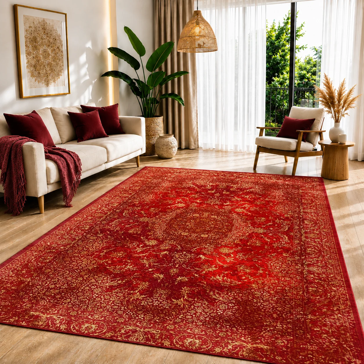 فرش ماشینی طرح وینتیج لاکی کد ۰148، ۱0۰۰ شانه تراکم 1200