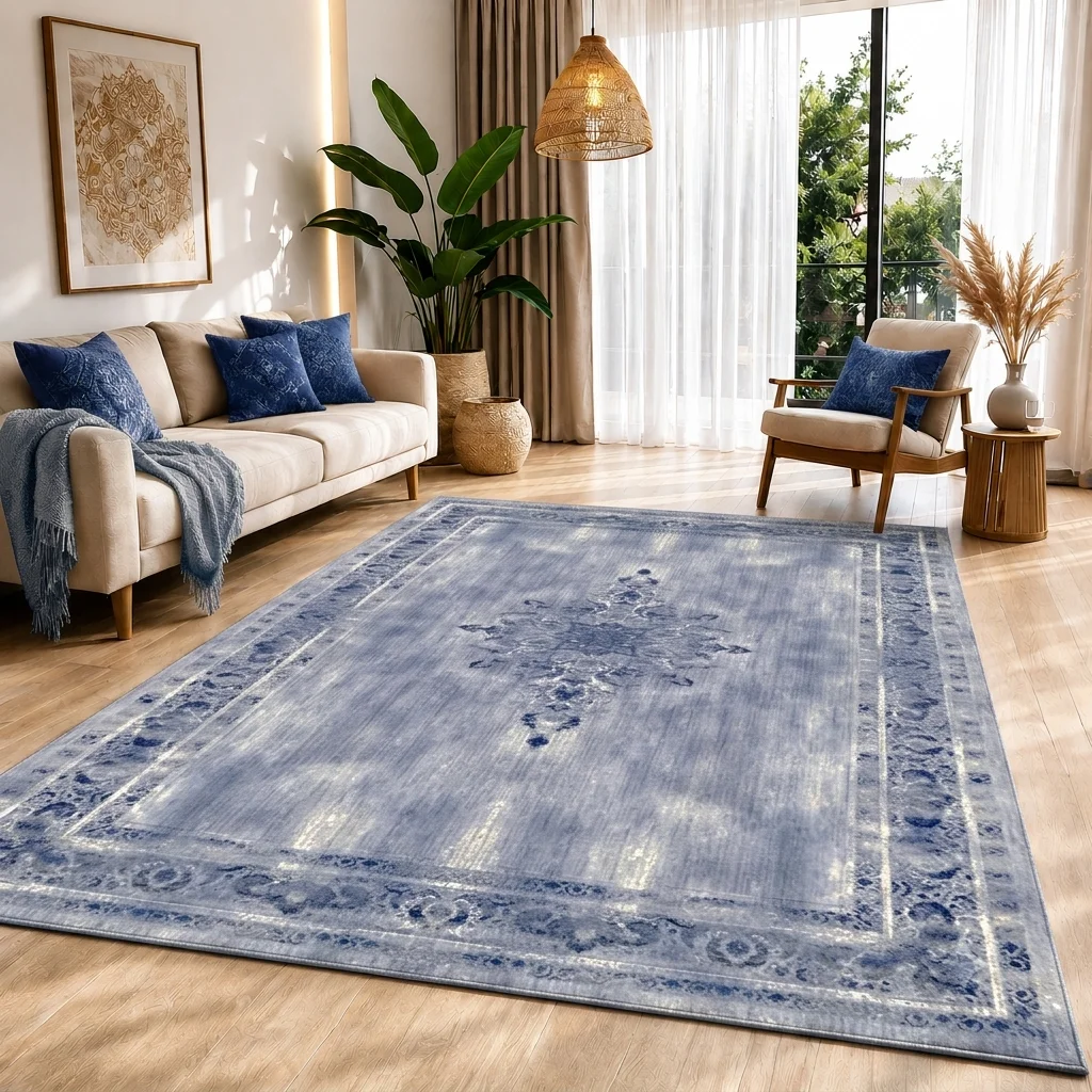فرش ماشینی طرح ابر و بادی رنگ زمینه طوسی کد 0100112 ، ۱0۰۰ شانه تراکم 1200